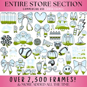 GESAMTER ABSCHNITT Canva Frames - Kokette Bögen, Halloween-Geist, Schriftbeschriftung, Western Cowgirl, Retro Weihnachten, Sportlich, machen Sie Ihr eigenes PNG