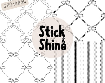 10 Hand-Drawn Coquette Bows Seamless Pattern Template 2 | Create Your Own Bow Repeating Pattern Layout, Procreate + PNG Digital Download