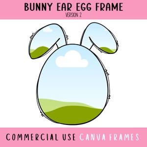 Doodle Osterhasenohren Ei Canva Rahmen bearbeitbare Vorlage, Kokette Osterhase Clipart, Osterei-Shirt-Idee, machen Sie Ihre eigene PNG-Datei