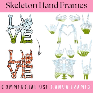 Skelett Halloween Canva Rahmen, Gruselige Canva Rahmen Vorlagen, Selbermachen PNG, Witchy Canva Rahmen, Gruselige Saison Digitaler Download