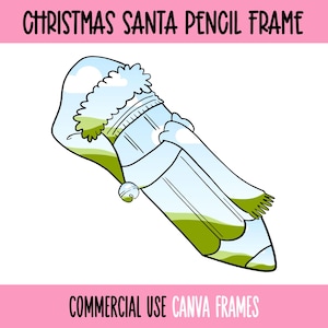 Weihnachten Santa Bleistift Canva Rahmen bearbeitbare Vorlage, Preppy Cute Christmas Lehrer, Machen Sie Ihren eigenen Lehrer Urlaub Geschenk PNG-Datei