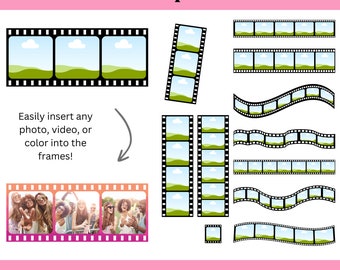 Photo Strip Film Canva Frames, Picture Film Canva Frame Template, Customizable Photo Frame, Photographer Canva Frame, Retro Frame Bundle