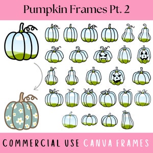 Kürbis Canva Rahmen Vorlagen Pt. 2, Halloween Clipart, bearbeitbare, anpassbare Jack O Lantern Frames, erstellen Sie Ihre eigenen PNG, gruselige Kürbisdateien