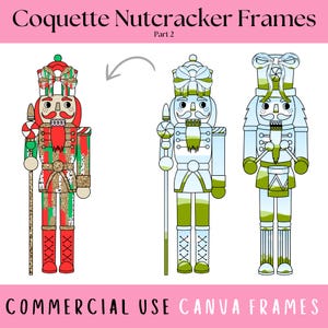 Coquette Nutcracker Editável Canva Frame Templates Pt. 2, Coquette Nutcrackers de Natal, Arquivo de Laços de Natal Coquette, Crie seu próprio PNG