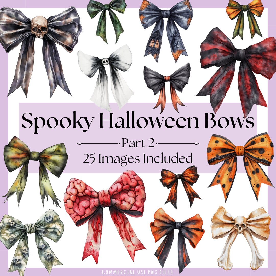 Coquette Halloween Bow Clipart Bundle Pt. 2 PNG Sublimation Designs ...