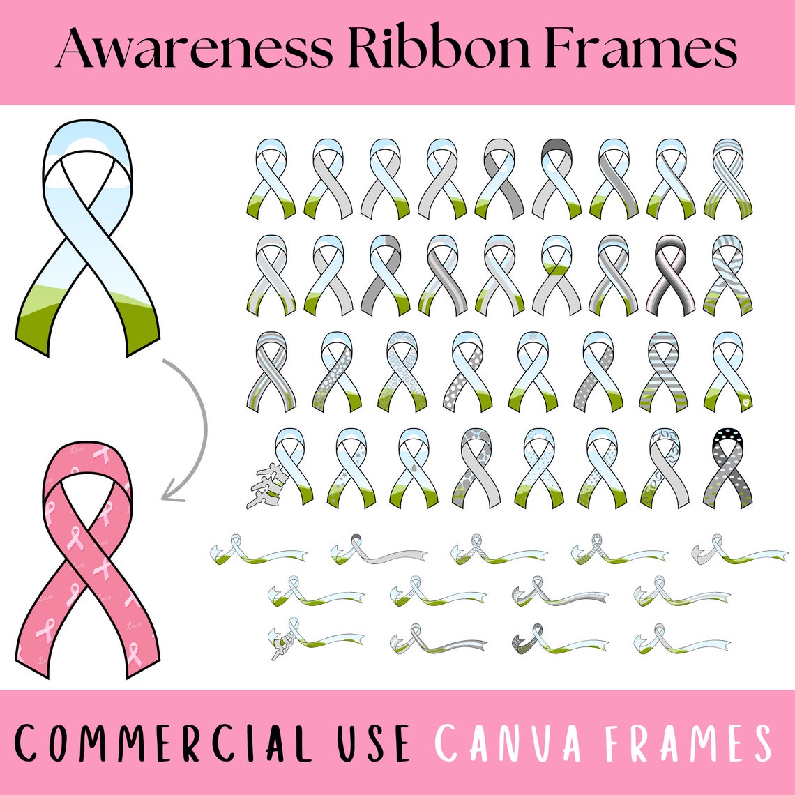 Awareness Ribbon Canva Frame Editable Template, Breast Cancer Awareness ...