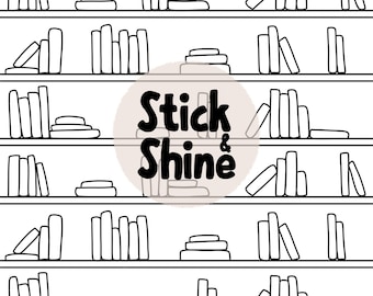Hand-Drawn Bookshelf Seamless Pattern Template | Create Your Own Repeating Pattern, Pattern Layout, Procreate + PNG Digital Download