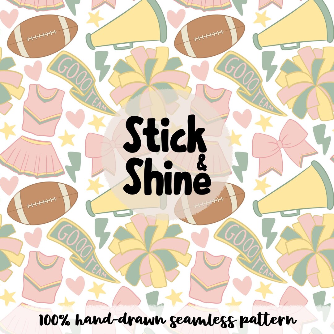 Hand-drawn Pastel Football Cheer Seamless Pattern | Cheerleading ...