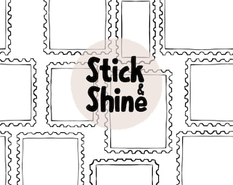 Handgetekende postzegel naadloze patroonsjabloon | Maak je eigen herhalend patroon, patroonlay-out, procreate + digitale png-download