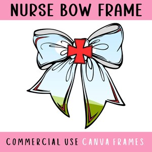 Kokette Krankenschwester Bogen Canva Rahmen bearbeitbare Vorlage, Preppy Krankenschwester Kreuz Band Clipart, Toile Krankenschwester Bogen, niedliche Bogendatei, machen Sie Ihr eigenes PNG