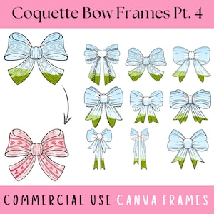 Coquette Bows Canva Frames Pt. 4, Trendy Ribbon Canva Frame Template, Girly Bow Canva Frame, Coquette Canva Frame, Preppy Bow Custom Bundle