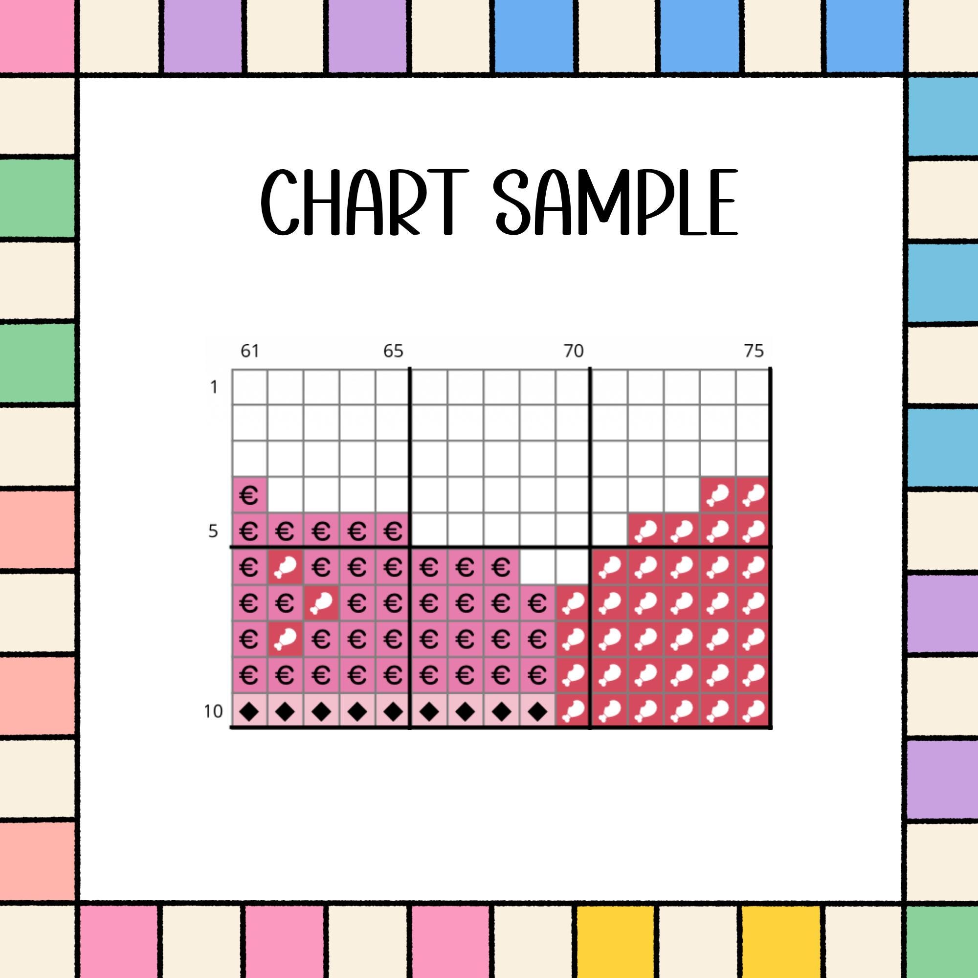 Colorful Sardines Needlepoint Chart, Stitch Chart for Needlepoint