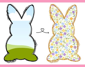 Doodle Bunny Canva Frame: Easter Clipart Template (Digital Download)