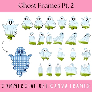 Geist Leinwandrahmen Pt. 2, süße trendige gruselige bearbeitbare Canva-Vorlagen, Halloween Clipart, Machen Sie Ihre eigene Geist PNG-Datei, einfache Geist Clipart