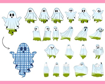 Ghost Canva Frames Pt. 2, Cute Trendy Spooky Editable Canva Templates, Halloween Clipart, Make Your Own Ghost PNG File, Simple Ghost Clipart
