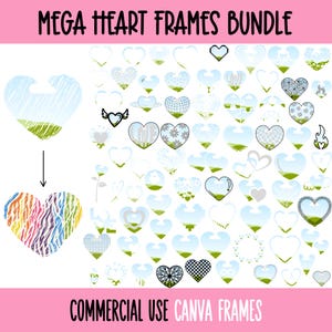 Mega Herz Canva Rahmen bearbeitbare Vorlage, Adrettes handgezeichnetes Herz, Feuerherz digitaler Download, Valentinstag Herz, machen Sie Ihr eigenes PNG