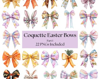 Coquette Easter Bow Clipart Bundle: PNG Sublimation Designs (Digital Download)
