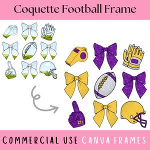 Coquette Football Canva Frame, Editable Coquette Bow Frame, Customizable Football Mom File, Football Bow Ribbon, Make Your Own Football PNG