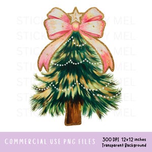 Brushstroke Christmas Tree With Coquette Red Bow PNG File, Messy Paint Strokes Holiday Sublimation Designs, Gold Glitter Outline Clipart