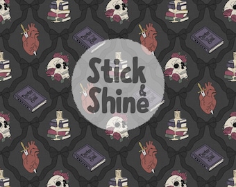 Hand-Drawn Coquette Dark Romance Seamless Pattern | Book Lover Repeating Pattern, Bookish PNG File, Smutty Reader Instant Digital Download