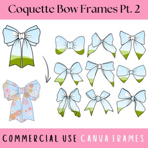 Coquette Arcos Molduras Canva Pt. 2, modelo de moldura de canva de fita moderna, moldura de canva de arco feminino, moldura de canva de coquete, pacote personalizado de arco formal