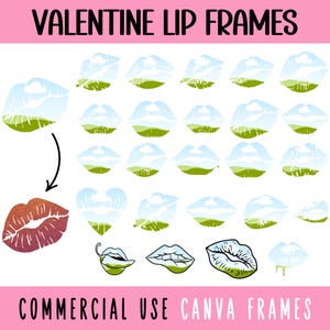 Valentine Lip Canva Frames bearbeitbare Vorlagen, Lippenstift Kuss Print Benutzerdefinierte Datei, Valentinstag Mund, Valentinstag Geschenk, erstellen Sie Ihr eigenes PNG