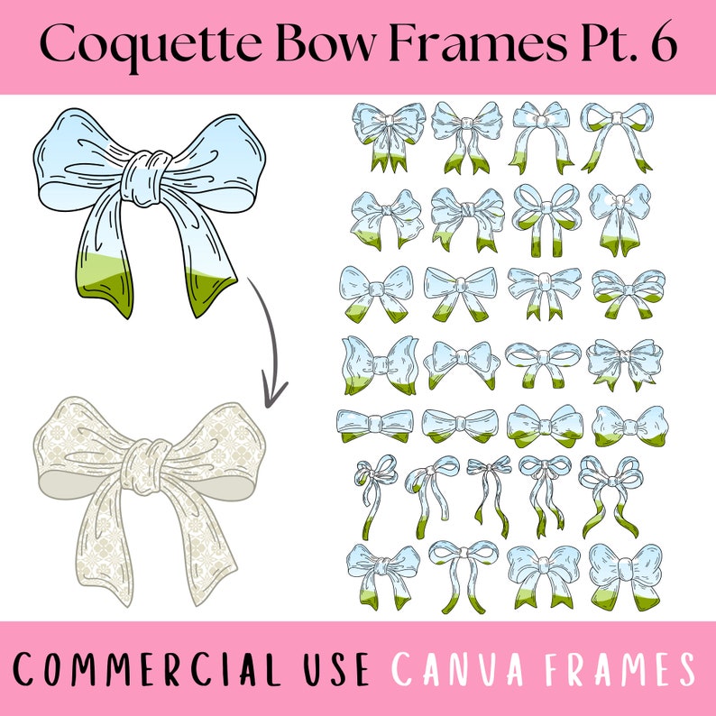 Coquette Bows Canva Frames Pt. 6 Trendy Ribbon Canva Frame Template ...