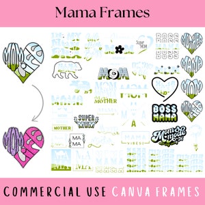 Mama Mutter Mama Mama Canva Rahmen bearbeitbares Vorlagenpaket, individuelles Geschenk für Mama, Retro minimalistischer gestapelter Mamarahmen, Erstellen Ihrer eigenen PNG-Datei