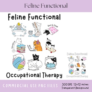 Fichier de conception PNG mignon fonctionnel félin amoureux des chats, appréciation des ergothérapeutes PNG, conception par sublimation numérique