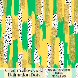 Groen geel en goud glitter penseelstreek achtergrond digitaal papierbestand, preppy plakboekontwerp, Dalmatische stip schoolgeest verf, png