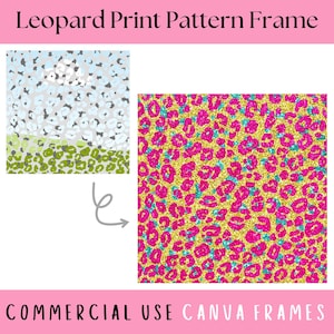Leopardenmuster Hintergrund Canva Rahmen bearbeitbare Vorlage, Glitzer Animal Print Design, niedliches digitales Papier, erstellen Sie Ihr eigenes trendiges PNG