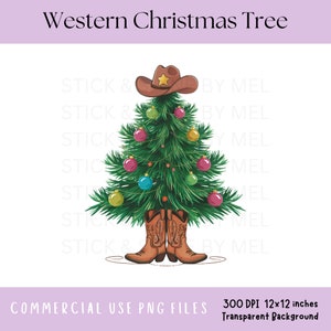 Western Weihnachtsbaum PNG Digital Download Datei, Cowgirl Hut, Cowgirl Stiefel, Ornamente, Retro Cowgirl Datei, Cowboy Festliche Baum PNG