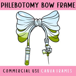 Phlebotomist Bow Canva Rahmen bearbeitbare Vorlage, Adrette Krankenschwester Stethoskop Schleife, Toile Nurse Bow, trendige Phlebotomie Schleifendatei, Erstellen Sie Ihr eigenes PNG