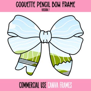 Kokette Bogen Bleistift Canva Rahmen bearbeitbare Vorlage V 7, Preppy Ribbon Bleistift, Bleistiftbogen, Kokette Lehrer Wertschätzung, machen Sie Ihr eigenes PNG