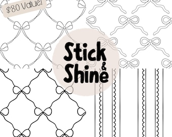 10 Hand-Drawn Coquette Bows Seamless Pattern Templates | Create Your Own Lace Bow Repeating Pattern Layout, Procreate + PNG Digital Download