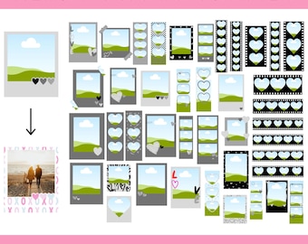 Heart Photo Canva Frames Bundle: Customizable Film Strip Templates (Digital Download)