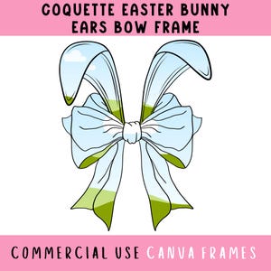 Kokette Osterhasenohren Bogen Canva Rahmen bearbeitbare Vorlage, Preppy Ribbon Ostern Clipart, hübsche Girly Bogendatei, Machen Sie Ihr eigenes PNG