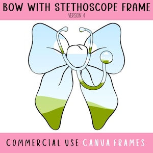 Bogen mit Stethoskop Canva Rahmen bearbeitbare Vorlage V 4, Preppy Coquette Stethoskop Bogen, Toile Nurse Bow, niedliche Bogendatei, Machen Sie Ihr Eigenes PNG