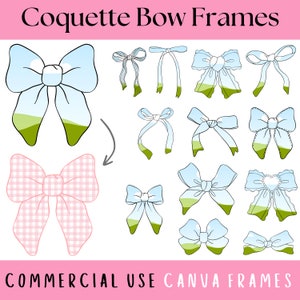 Coquette Bows Canva Frames, Trendy Ribbon Canva Frame Template, Girly Bow Canva Frame, Coquette Canva Frame, Preppy Bow Custom Bundle