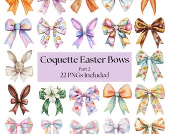Coquette Easter Bow Clipart Bundle: PNG Sublimation Designs (Digital Download)