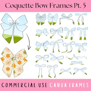 Coquette Bows Canva Frames Pt. 5, Trendy Ribbon Canva Frame Template, Girly Bow Canva Frame, Coquette Canva Frame, Preppy Bow Custom Bundle