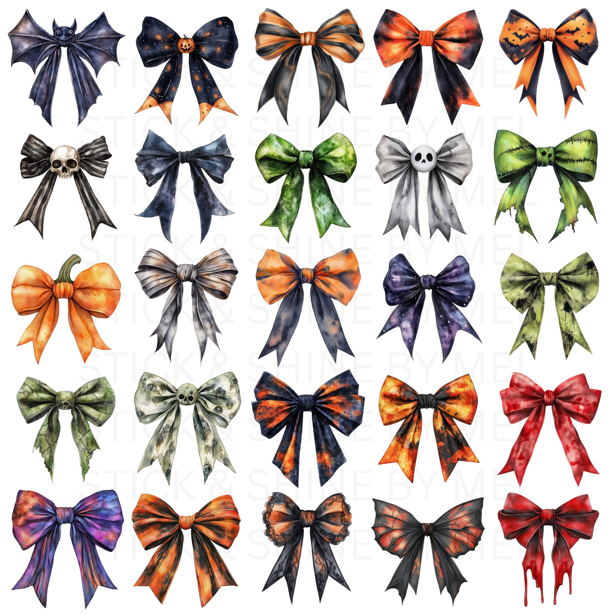Coquette Halloween Bow Clipart Bundle Pt. 3 PNG Sublimation Designs ...