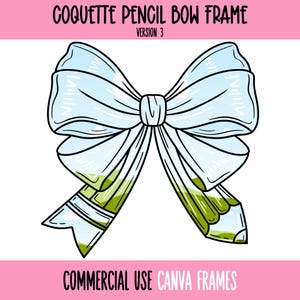 Kokette Bogen Bleistift Canva Rahmen bearbeitbare Vorlage V 3, Preppy Ribbon Bleistift, Bleistiftbogen, Kokette Lehrer Wertschätzung, machen Sie Ihr eigenes PNG
