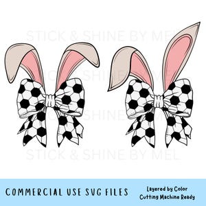 Kokette Hasenohren Fußball Ostern Bogen SVG Schneidemaschine Datei, Ostern Fußball Band Clipart, Fußball Mama, Osterhasenohren SVG