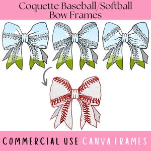 Baseball Softball Bow Canva Frames: Cheer Mom Clipart (PNG File)