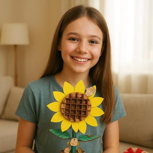 Sunflower 3D Wooden Puzzle – DIY Flower Building Kit | Unique Mother’s Day Gift for Mom, Birthday or Home Decor