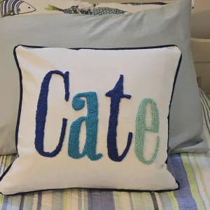 Home Decor Punch Needle Embroidered Custom Pillow Case Personalized Gift Graduation Gift Dorm Room Decor Kids Room Decor
