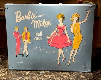 Collectible 1960s Barbie and Midge Dolls: Includes Original Outfits and Vintage Carrying Case