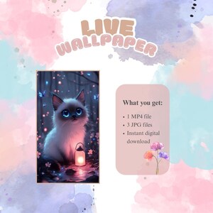 4K Anime Kitten Butterfly Forest Live Wallpaper for Android & iOS | AI-Generated Cute Phone Background | Kawaii Digital Download