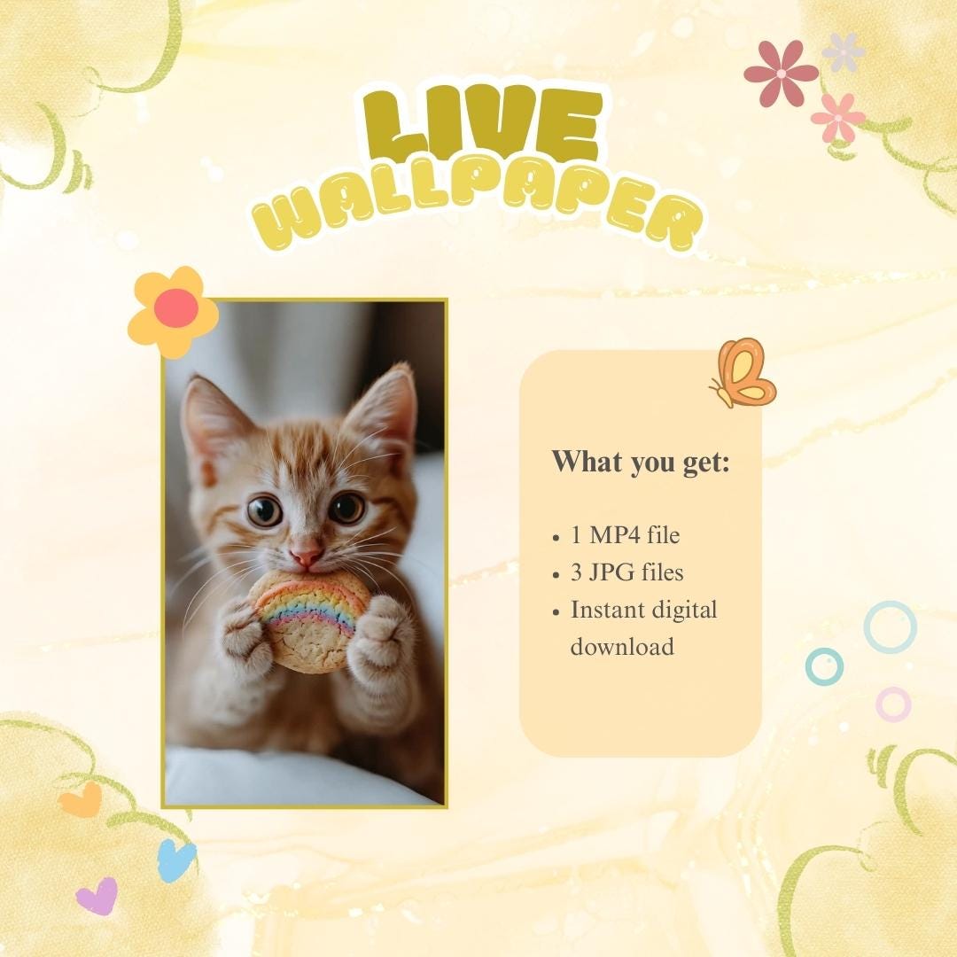 4K Cute Anime Kitten Live Wallpaper – Fluffy Cat Digital Download for ...